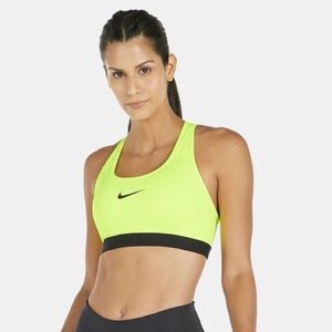 NIKE Dri Fit Neon Athletic Wear Swoosh Logo Sports Bra